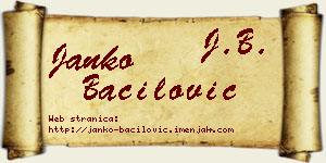 Janko Bačilović vizit kartica